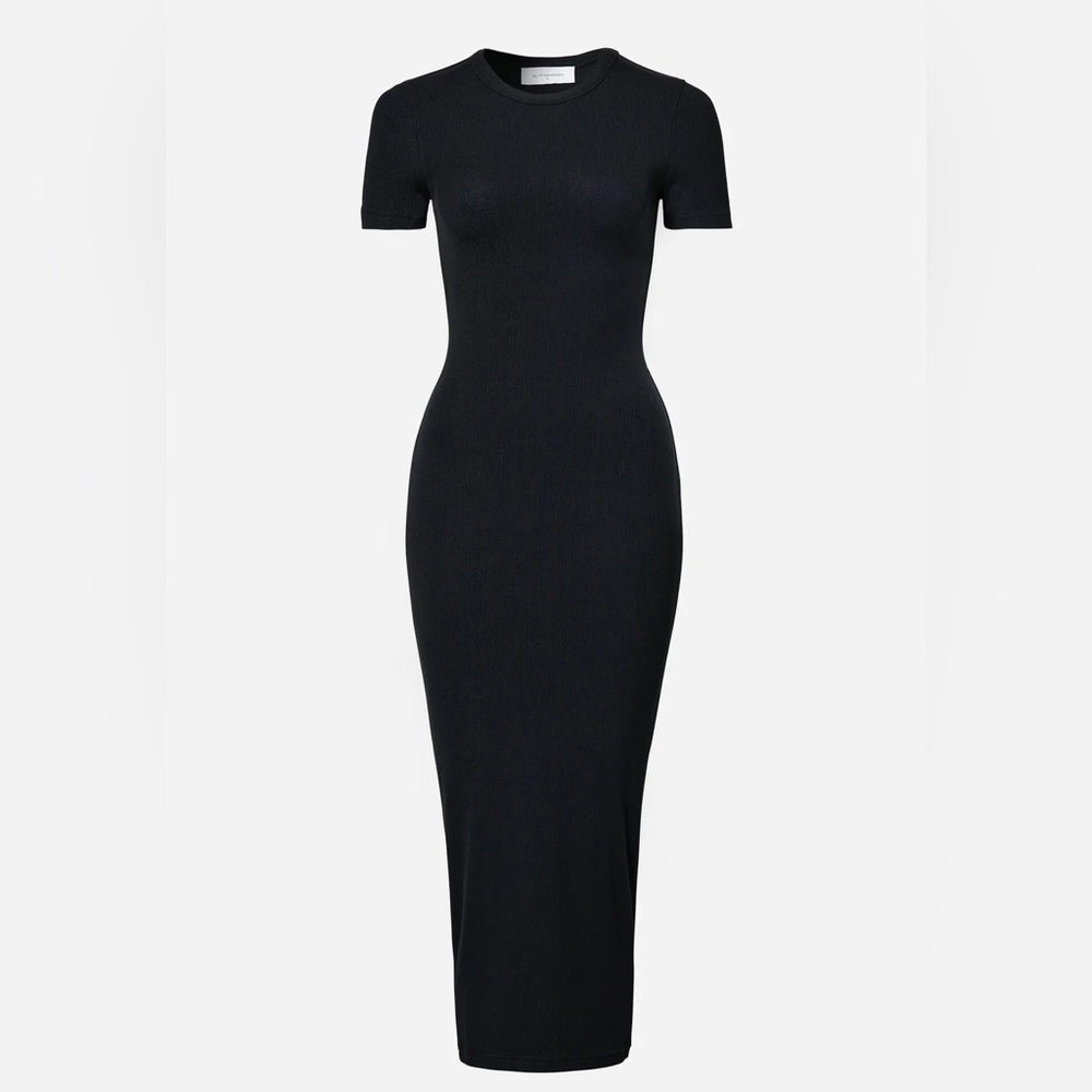 All THINGS GOLDEN NWT LUXE RIB BABY MIDI DRESS - BLACK - S